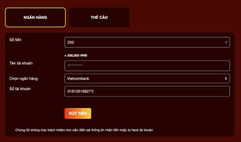 Nhap so diem can rut